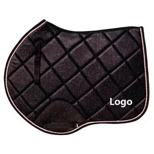 Tapis de selle de saut taupe-gris brillant, rembourrage en mousse de coton absorbant les chocs, doublure en maille respirante, couleurs personnalisables, matelassage en boîte - Product Image 4