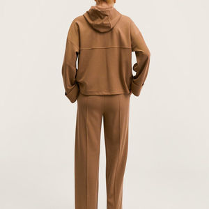 Sudadera con Capucha Extra Grande para Mujer, Color Sólido, Manga Larga, Tejida en Algodón y Fibra de Bambú, Transpirable, para Otoño - Product Image 2
