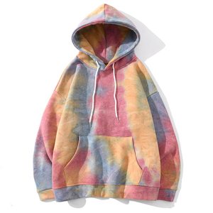 Sudadera con Capucha Unisex Tie-Dye, Talla Grande, Manga Regular, Felpa Francesa de Algodón, Informal, Otoñal, con Bolsillo - Product Image 5