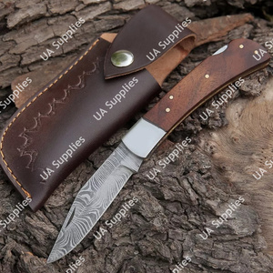Couteau de chasse, de camping et de pêche de haute qualité, best-seller, lame en acier Damas ultra-affûtée, manche en bois de rose, fournitures UA, EDC - Product Image 5