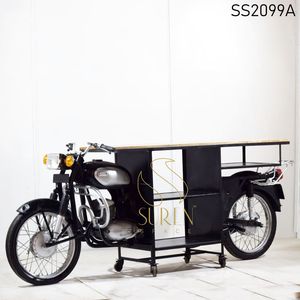 Carrito de Bar de Madera Sólida Industrial SUREN SPACE SS2099, Diseño de Motocicleta, Mueble Moderno para Sala de Estar, Mostrador Multifuncional - Product Image 1