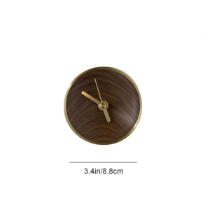 Modern Walnut Wood & Brass Table <b>Clock</b> – Handmade Silent Desk <b>Clock</b> for Living Room Office Decor - Product Image 3