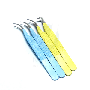 ชุดแหนบปลายแหลม NOMZI INTERNATIONAL สีเหลืองอ่อนน้ำเงิน ขายดี ปรับแต่งได้ ด้ามจับเพชรยาว ปลายไฟเบอร์ สแตนเลสสตีล - Product Image 2