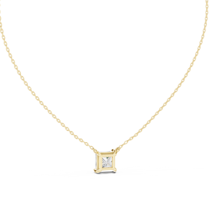 Collar con Colgante de Diamante Corte Princesa en Oro Rosa para Mujer |   Elegante Joya Solitaria de Lujo, Regalo para Ella - Product Image 5