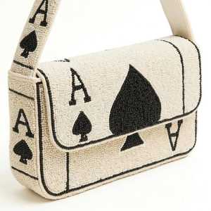 Sac à main en toile de polyester brodé à la main, motif Reine de Cœur, forme rectangulaire, thème Amour, artisanat de point de croix, idéal pour les fêtes - Product Image 3