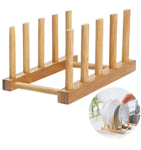 Étagère à assiettes en bois, support de rangement de cuisine au design minimaliste, support à assiettes en bois à un seul niveau - Product Image 2