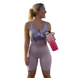 Pantalones cortos informales de cintura alta OEM ODM para mujer, pantalones cortos de motorista de Yoga de secado rápido, botón que absorbe la humedad, patrón transpirable, decoración de lazo - Product Image 1