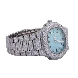 Reloj de Lujo con Esfera de Acero Inoxidable, Movimiento de Cuarzo, Totalmente Cubierto de Diamantes Moissanite, Estilo Hip Hop, Seiko para Hombre y Mujer, Importado de India - Product Image 2
