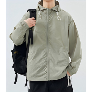Custom Design Nylon Men's Windbreaker <b>Jacket</b> <b>Zip</b>-<b>up</b> Waterproof Windproof Stand Collar for Casual Outdoor Activities Canvas - Product Image 3