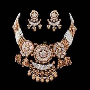 Advita Antique Gold-Plated Designer Choker Set with Zircon for Bridal Wedding Festival - Product Image 3
