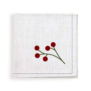 Serviette de table en coton avec broderie cerise, décoration de table, serviette écologique, douce et de qualité supérieure pour Noël - Product Image 5