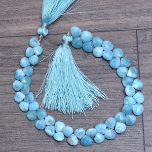 Cuentas facetadas en forma de corazón de Larimar AAA+ de 7 mm, cuentas sueltas de Larimar natural dominicana, piedra semipreciosa para la fabricación de joyas. - Product Image 3
