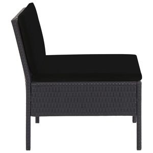 Conjunto de Sofás de Jardín de Ratán Negro de Polietileno (PE) y Acero con Recubrimiento en Polvo - Product Image 5