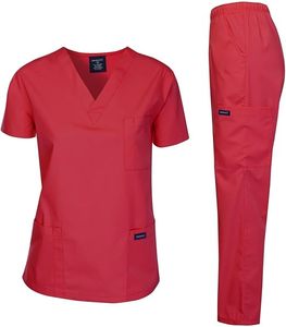 Ensemble de blouses médicales rouges pour femmes, manches courtes, col en V, coton et polyester tissé, uniforme d'hôpital pour les professionnels de la santé - Product Image 5