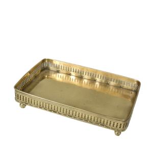 Luxurious Minimalist <b>Round</b> Metal Storage <b>Tray</b> with Gold Plated Handle Black Matte Finish for <b>Table</b> Organization - Product Image 6