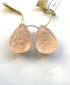 Morganita natural, 2 piezas talladas en forma de lágrima, piedra preciosa natural para la elaboración de joyería fina. - Product Image 4