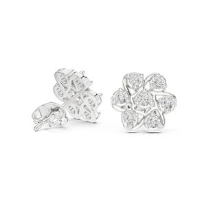Pendientes de compromiso de oro rosa de 14 quilates con diamantes cultivados en laboratorio para mujer |   Diamante Cultivado Nuevo - Product Image 5