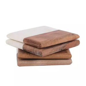 Eco-Friendly Unique Marble <b>Drink</b> <b>Coasters</b> Durable Washable Natural Stone Style Modern Cut Technique Rectangle Shape Promotional - Product Image 1