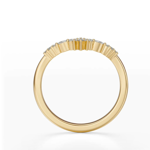 Bague de mariage en or massif 14K/18K avec diamant de laboratoire Chevron Marquise, clarté DEF-VVS, 0,25 CTW, plaqué rhodium, bijoux fins - Product Image 5