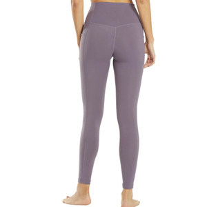 Leggings de sport pour femme, taille haute, tricotés, couleur unie, à compression et effet ventre plat, longueur intégrale, pour fitness et yoga - Product Image 2