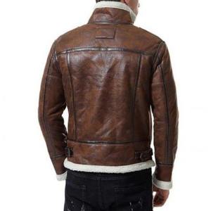 <b>Men</b> High Quality Leather <b>Jacket</b> Stand Front Soft Full Zip Casual Comfortable Durable Fashion Regular Fit Breathable Quick Dry - Product Image 3