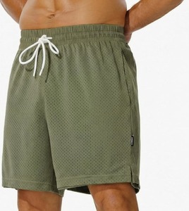 Shorts en polyester bleu marine pour homme, taille mi-haute, élastique, séchage rapide, décontractés, pour l'entraînement, avec poches - Product Image 3