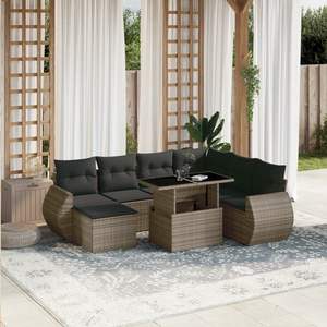 Conjunto de Sofás Modulares de Jardín de Ratán Gris, 8 Piezas, Muebles de Exterior de Diseño Contemporáneo - Product Image 3