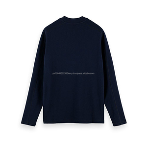 T-shirt personnalisé en coton gaufré à col rond et à manches longues pour hommes - Product Image 6