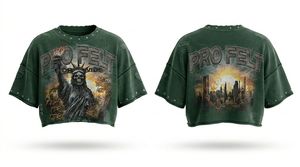 T-shirt Homme Personnalisé 100% Coton, Coupe Ample Respirante, Manches Courtes Épaules Tombantes, Style Hip Hop, Col Effiloché avec Rivets - Product Image 4