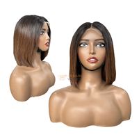 Perruques en cheveux vietnamiens bruts de qualité supérieure, coupe carrée, perruques bob 2x4 2x6 avec dentelle suisse, prix de gros, brun, pointes brunes