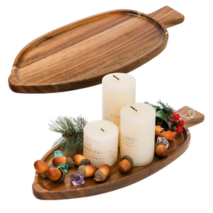 Plateau en bois d'acacia en forme de feuille Plateau en bois sans danger pour les aliments pour Mini planche à fromage Apéritif Fruits Légumes Charcuterie Cadeau Affichage - Product Image 1