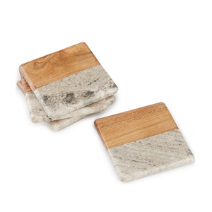 Juego de Posavasos de Mármol Ecológicos de Calidad Hotelera, Posavasos de Piedra Natural Duraderos, Lavables, Accesorios para Bar - Product Image 1