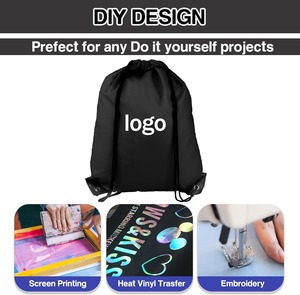Custom Polyester <b>Drawstring</b> <b>Backpack</b> Bulk Gym Sack With PU Leather Corners Lightweight Foldable Travel Sports Bag For Men Women - Product Image 6