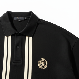 Custom Men Striped Polo Shirts Short Sleeve Quarter Zip Knitted Contrast Golf <b>Bowling</b> ShirtStriped Embroidered Logo Preppy Style - Product Image 2