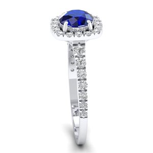 REYES – bague en argent Sterling 925 certifiée GRA, Moissanite, cadeau de mariage pour femmes, pierre précieuse saphir bleu naturel, bijoux fins - Product Image 3