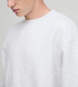 Pull à col rond gris pour homme, coupe ample, couleur unie, décontracté, respirant, streetwear, sweat-shirt tricoté à manches longues, printemps, 300g - Product Image 2
