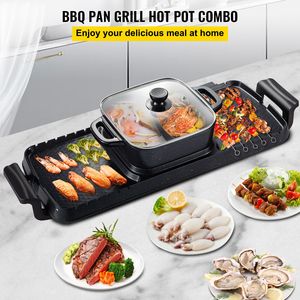 Grill Elettrico 2-in-1 da Interno con Hot Pot 2400W, Piastra BBQ, Griglia Teppanyaki, Doppio Controllo della Temperatura, Spina USA, per Camper - Product Image 2