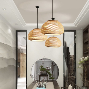 Bamboo Ceiling Light with Handwoven Design Natural Material and Warm Lighting Effect Ideal for Interior Decoration - Product Image 1