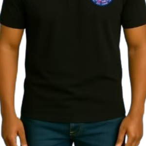 Polo brodé noir pour homme, décontracté, à manches courtes, pour le quotidien, uniforme professionnel, vêtement confortable pour un style de vie actif - Product Image 3