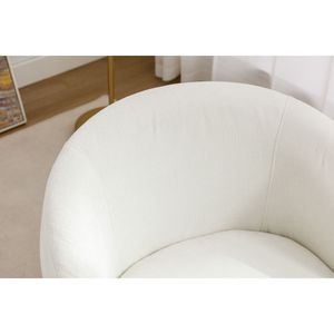 Poltrona Girevole con Braccioli in Tessuto Chenille e Anello in Metallo con Rivestimento in Polvere Nera Avorio - per Soggiorno - Product Image 6