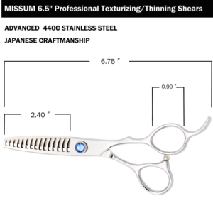 Ciseaux professionnels à dents larges et courbées pour la coupe des cheveux, acier 440C de qualité supérieure, outil de coiffure professionnel pour salon, 6,5 pouces - Product Image 2