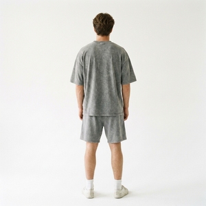 OEM High Quality Knitted Breathable Casual Two-Piece Crew Neck Men's <b>T</b>-<b>Shirt</b> Shorts Set Summer Gym Outdoor Use Polyester/Cotton - Product Image 2