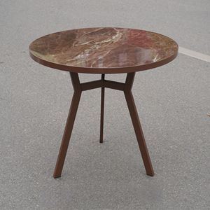 MG01 Artisan Series | Round Faux-Marble & Iron Accent <b>Table</b> for Modern Spaces - Product Image 2