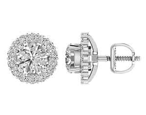 Boucles d'oreilles halo en diamant de synthèse taillé, en argent 925, bijoux fins pour femme, tendance, cadeau, occasion mariage, plaqué rhodium, 4 grammes - Product Image 6