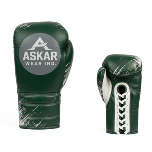 Guantes de Boxeo Askar Wear Ind, de Cuero Verde, con Cordones, Dedos Completos, Equipo de Entrenamiento para Adultos - Product Image 1