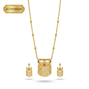 Collar con Colgante de Borla Estilo Religioso Chapado en Oro de 24K Clásico con Pendientes para Boda, Conjunto de Joyería para Mujer AC33N0024N - Product Image 2