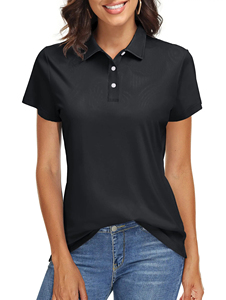 Polo de Mujer de Moda 2026, Polo de Manga Corta de Color Sólido, Transpirable, de Poliéster Tejido, Informal - Product Image 4