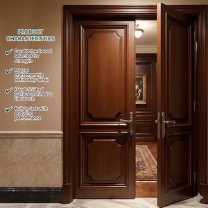 Puerta Principal de Madera Sólida con Panel Curvo y Diseño de Molduras Modernas GA-54S - Product Image 3