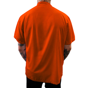 Camisa de Barbero Naranja de Manga Corta con Bolsillo en el Pecho, Transpirable, de Algodón, Ideal para Salón de Belleza, Corte, Peinado y Estilismo - Product Image 2