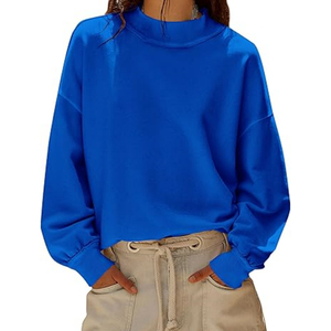 Sweat-shirts à épaules tombantes personnalisés à col montant, en polaire douce, coupe oversize, à manches longues, imprimés pour femme - Product Image 1